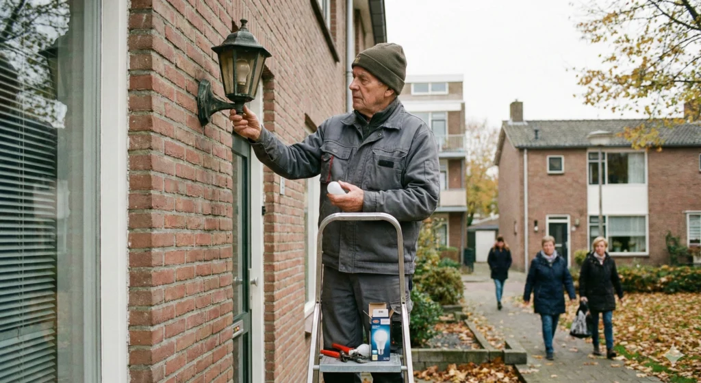 Objektbetreuung in Heikendorf & Kiel - Mitarbeiter wechselt eine Lampe an einem Objekt in Schönberg